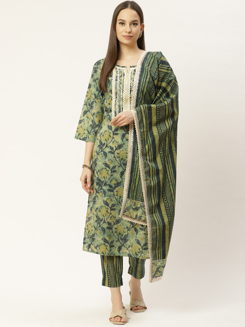 Maaesa Women Green Printed Regular Gotta Patti Pure Cotton Kurta with Trousers & Dupatta
Maaesa Women Green Printed Regular Gotta Patti Pure Cotton Kurta with Trousers & Dupatta