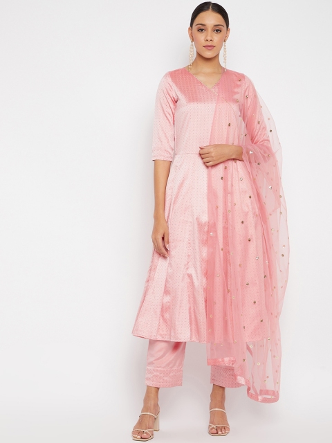 PANIT Rose Gold-Toned Embellished & Woven Designed Anarkali Kurta with Trousers & Dupatta
PANIT Rose Gold-Toned Embellished & Woven Designed Anarkali Kurta with Trousers & Dupatta