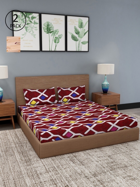NEUDIS Maroon & Peach-Coloured Geometric 180 TC 2 Queen Bedsheets with 4 Pillow Covers
NEUDIS Maroon & Peach-Coloured Geometric 180 TC 2 Queen Bedsheets with 4 Pillow Covers