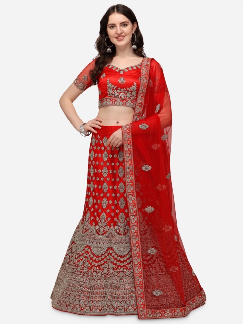 VRSALES Red & Silver-Coloured Embroidered Semi-Stitched Lehenga & Blouse With Dupatta
VRSALES Red & Silver-Coloured Embroidered Semi-Stitched Lehenga & Blouse With Dupatta
