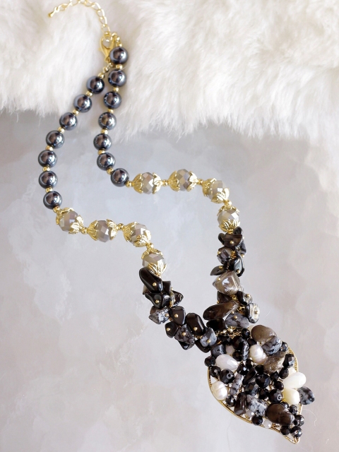 Bellofox Black & Grey Statement Necklace
