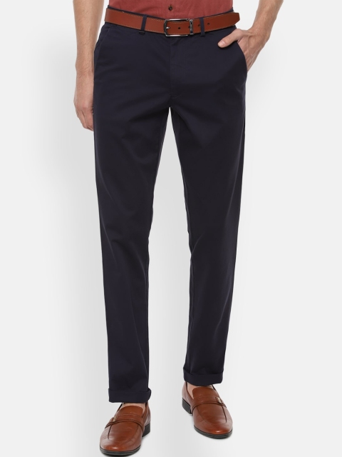 Van Heusen Men Navy Blue Slim Fit Formal Trousers
