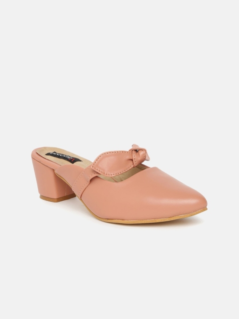 VAYONAA Pink Block Mules with Bows