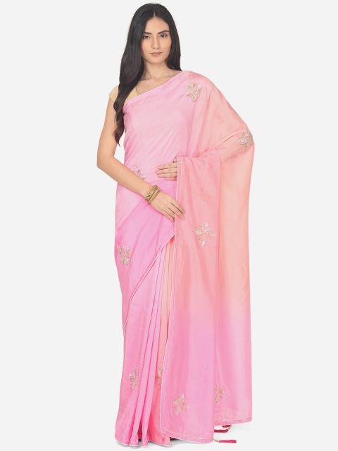 BOMBAY SELECTIONS Pink & Gold Ethnic Motifs Beads and Stones Satin Mysore Silk Saree
BOMBAY SELECTIONS Pink & Gold Ethnic Motifs Beads and Stones Satin Mysore Silk Saree