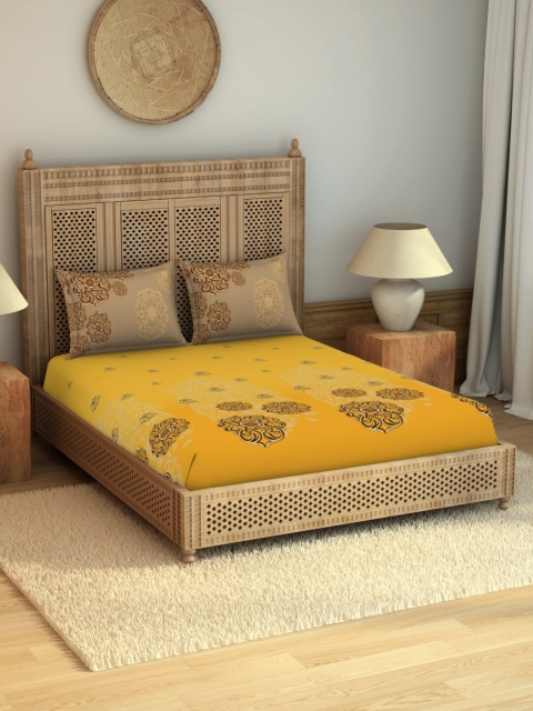 SPACES Rangana Ektaal Yellow & Grey 210 TC Pure Cotton King Bedsheet with 2 Pillow Covers
SPACES Rangana Ektaal Yellow & Grey 210 TC Pure Cotton King Bedsheet with 2 Pillow Covers