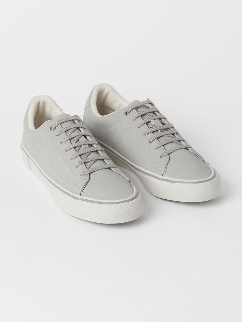 H&M Men Grey Imitation Leather Trainers