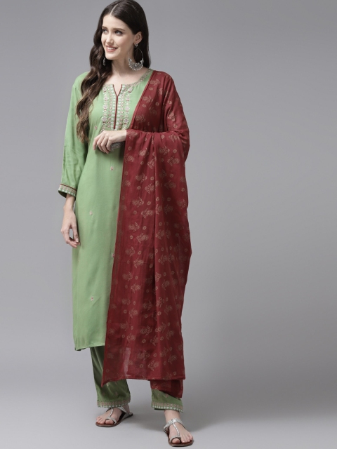 Yufta Women Green Ethnic Motifs Embroidered Regular Thread Work Kurta with Palazzos & With Dupatta
Yufta Women Green Ethnic Motifs Embroidered Regular Thread Work Kurta with Palazzos & With Dupatta