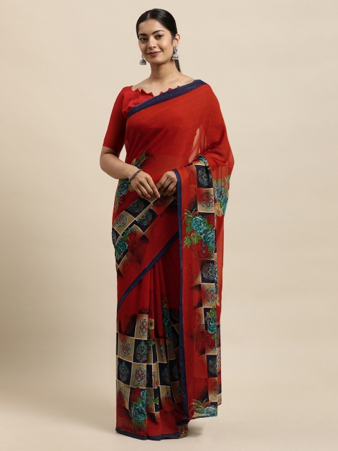 KALINI Red Floral Saree