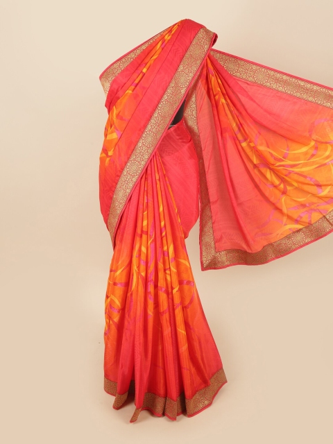 Pothys Pink & Yellow Saree