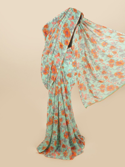Pothys Green & Grey Floral Saree