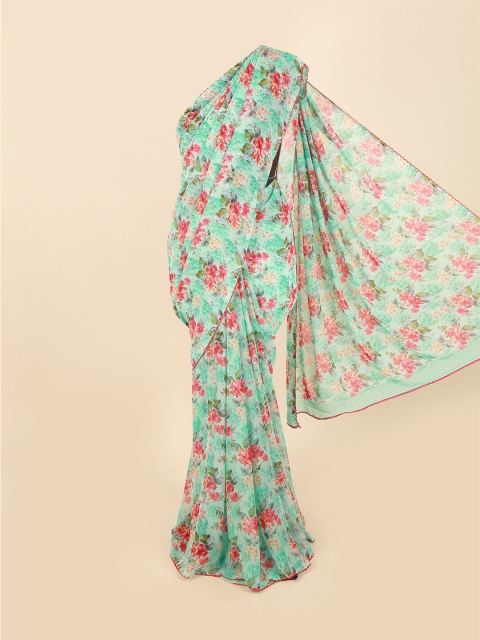 Pothys Green & Red Floral Saree