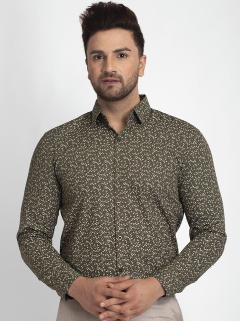 JAINISH Men Olive Green Smart Floral Opaque Printed Formal Shirt 
JAINISH Men Olive Green Smart Floral Opaque Printed Formal Shirt