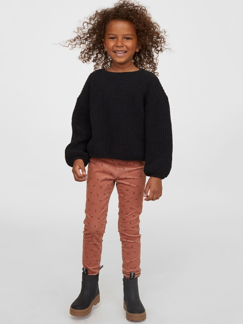 H&M Girls Brown Patterned Corduroy Treggings