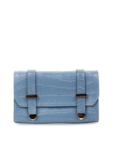 ODETTE Blue Textured Structured Handheld Bag