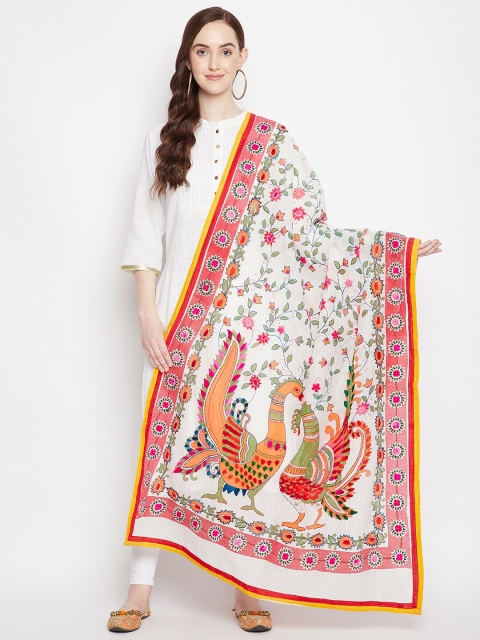 Clora Creation Multicoloured Embroidered Cotton Silk Dupatta with Kantha Work, Multi
Clora Creation Multicoloured Embroidered Cotton Silk Dupatta with Kantha Work, Multi
