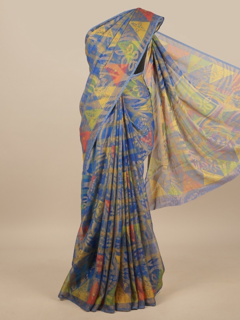 Pothys Blue & Yellow Saree
