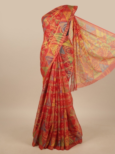 Pothys Red & Yellow Printed Saree