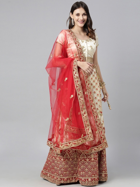 The Chennai Silks Cream-Coloured & Red Embroidered Ready To Wear Lehenga Choli & Dupatta
The Chennai Silks Cream-Coloured & Red Embroidered Ready To Wear Lehenga Choli & Dupatta