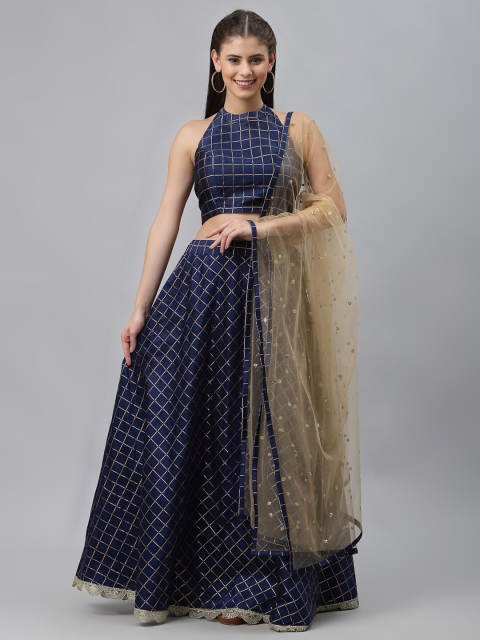studio rasa Navy Blue & Gold-Toned Semi-Stitched Lehenga & Unstitched Blouse With Dupatta
studio rasa Navy Blue & Gold-Toned Semi-Stitched Lehenga & Unstitched Blouse With Dupatta