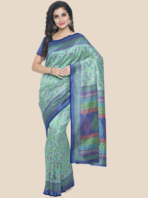 Kalamandir Blue & Pink Floral Printed Saree 
Kalamandir Blue & Pink Floral Printed Saree