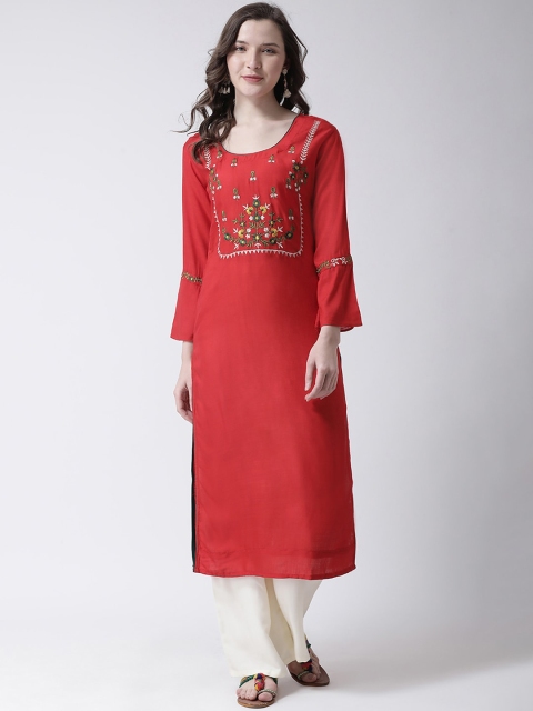Charitra Women Red & White Floral Embroidered Regular Kurta with Trousers & With Dupatta
Charitra Women Red & White Floral Embroidered Regular Kurta with Trousers & With Dupatta