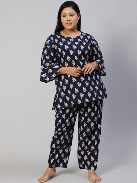 AASI - HOUSE OF NAYO Women Navy Blue & White Printed Pure Cotton Night suit
AASI - HOUSE OF NAYO Women Navy Blue & White Printed Pure Cotton Night suit