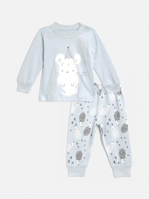 TINYO Infant Girls Powder Blue & Charcoal Grey Pure Cotton Printed T-shirt with Joggers
TINYO Infant Girls Powder Blue & Charcoal Grey Pure Cotton Printed T-shirt with Joggers