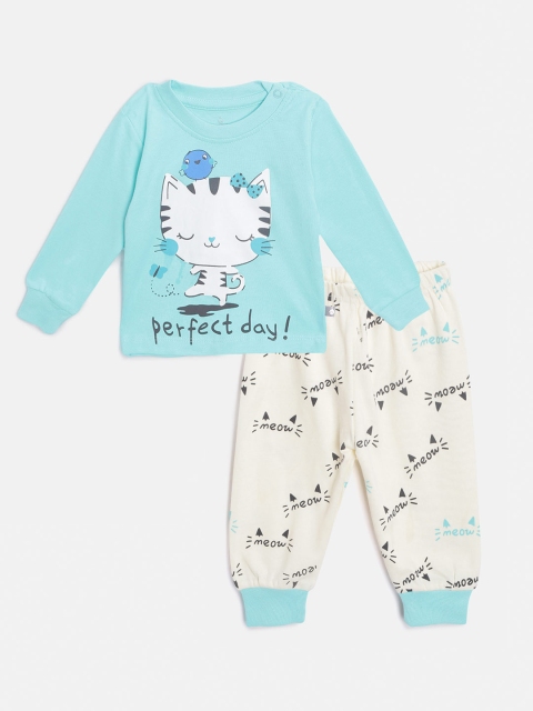TINYO Infant Girls Turquoise Blue & Cream-Coloured Printed Cotton T-shirt with Joggers
TINYO Infant Girls Turquoise Blue & Cream-Coloured Printed Cotton T-shirt with Joggers