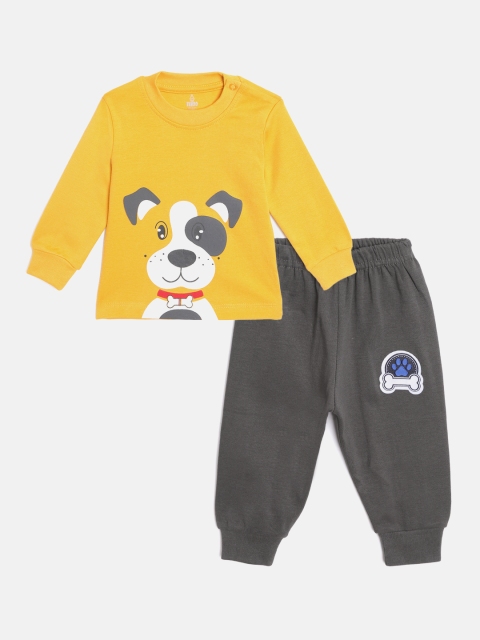 TINYO Infant Boys Yellow & Charcoal Grey Pure Cotton Printed T-shirt with Pyjamas
TINYO Infant Boys Yellow & Charcoal Grey Pure Cotton Printed T-shirt with Pyjamas