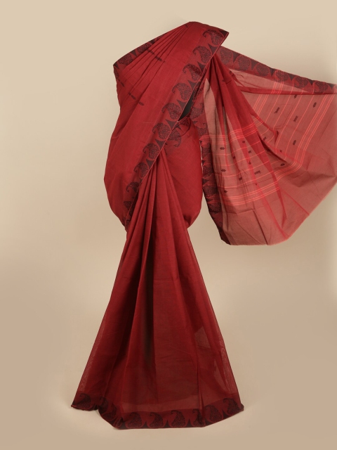 Pothys Red & Brown Ethnic Motifs Pure Cotton Saree