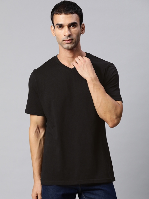 Marks Spencer Men Black Pure Cotton T-shirt