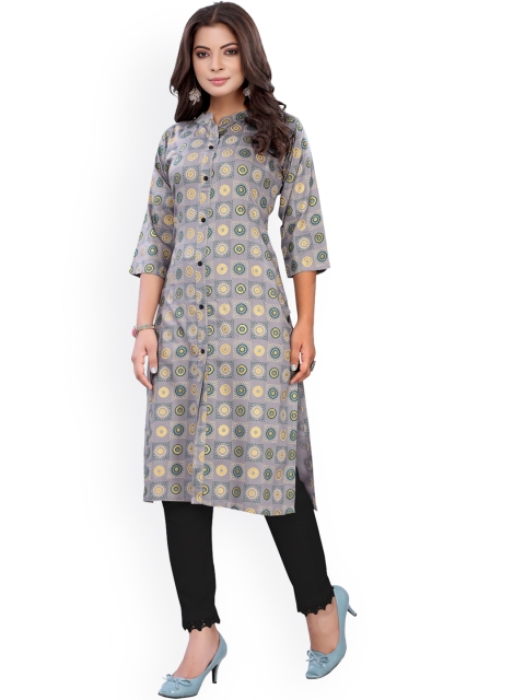 Viva N Diva Women Grey Quirky Printed Kurta