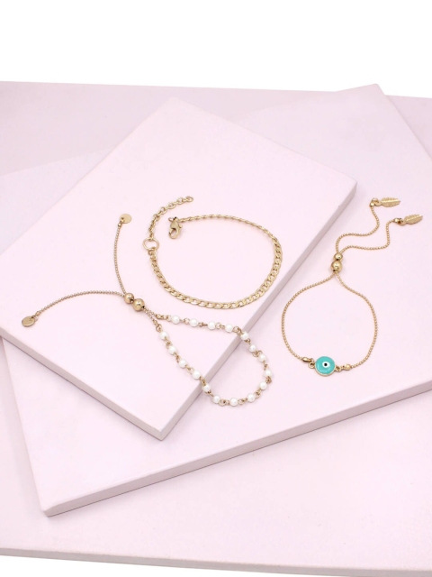 Runway Ritual Women 3 Gold-Toned & Turquoise Blue Pearls Gold-Plated Bangle-Style Bracelet
Runway Ritual Women 3 Gold-Toned & Turquoise Blue Pearls Gold-Plated Bangle-Style Bracelet