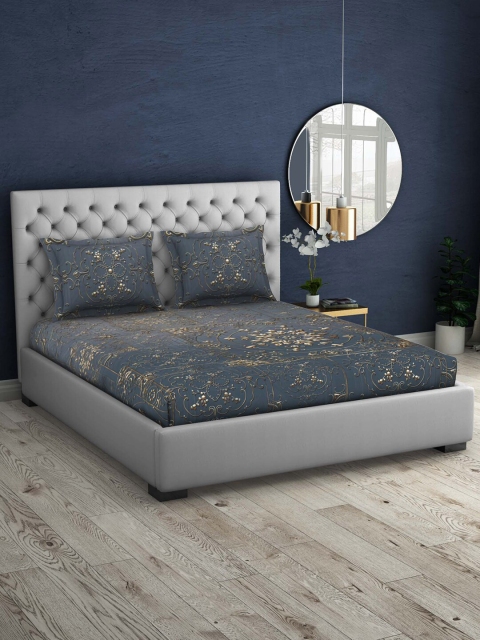 SPACES Teal & Cream-Coloured Floral 210 TC Cotton King Bedsheet with 2 Pillow Covers
SPACES Teal & Cream-Coloured Floral 210 TC Cotton King Bedsheet with 2 Pillow Covers