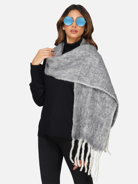 FABNEST Women Grey & White Scarf