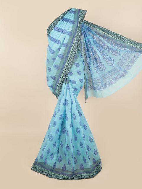 Pothys Blue & Black Floral Saree