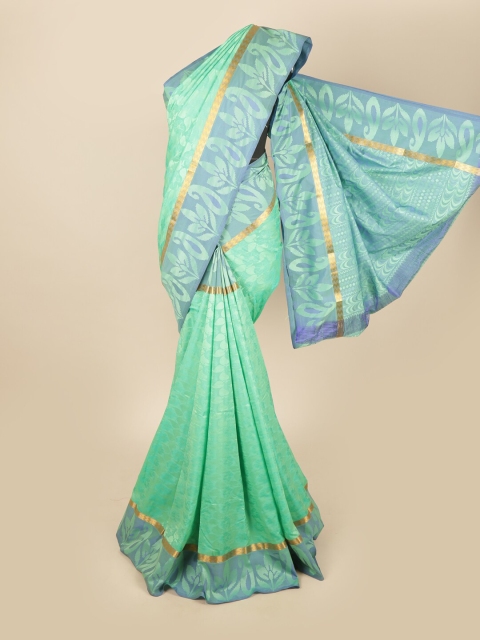 Pothys Green & Blue Floral Saree