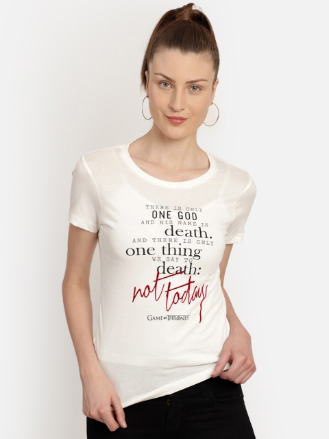 Free Authority Women Off White Game Of Thrones Printed Cotton T-shirt