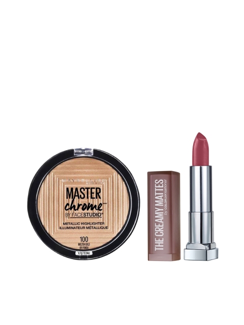 Maybelline Set of Face Studio Master Chrome Metallic Highlighter & Creamy Matte Lipstick, Gold
Maybelline Set of Face Studio Master Chrome Metallic Highlighter & Creamy Matte Lipstick, Gold