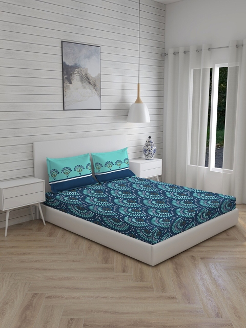Boutique Living India Navy Blue & Turquoise Blue Ethnic Motifs 120 TC Queen Bedsheet with 2 Pillow Covers
Boutique Living India Navy Blue & Turquoise Blue Ethnic Motifs 120 TC Queen Bedsheet with 2 Pillow Covers