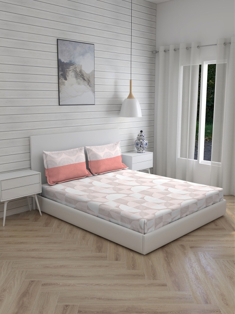 Boutique Living India Peach & White Geometric 120 TC Queen Bedsheet With 2 Pillow Covers
Boutique Living India Peach & White Geometric 120 TC Queen Bedsheet With 2 Pillow Covers