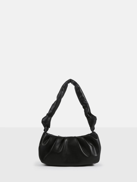 Missguided Black Solid Structured Baguette Shoulder Bag