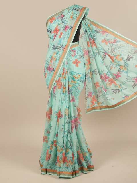 Pothys Green & Pink Floral Saree