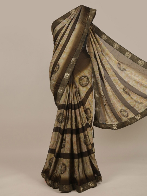 Pothys Brown & Beige Ethnic Motifs Zari Saree