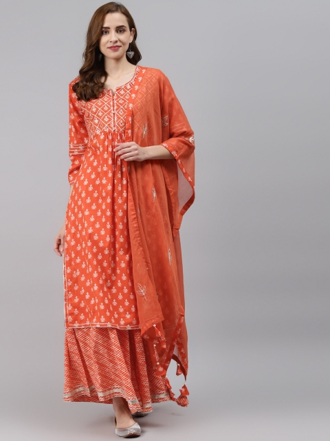 Readiprint Fashions Women Orange & White Printed Pure Cotton Kurta with Palazzos & Dupatta
Readiprint Fashions Women Orange & White Printed Pure Cotton Kurta with Palazzos & Dupatta