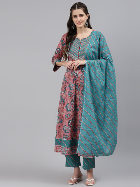 Readiprint Fashions Women Peach-Coloured Floral Cotton Kurta with Pyjamas & With Dupatta
Readiprint Fashions Women Peach-Coloured Floral Cotton Kurta with Pyjamas & With Dupatta