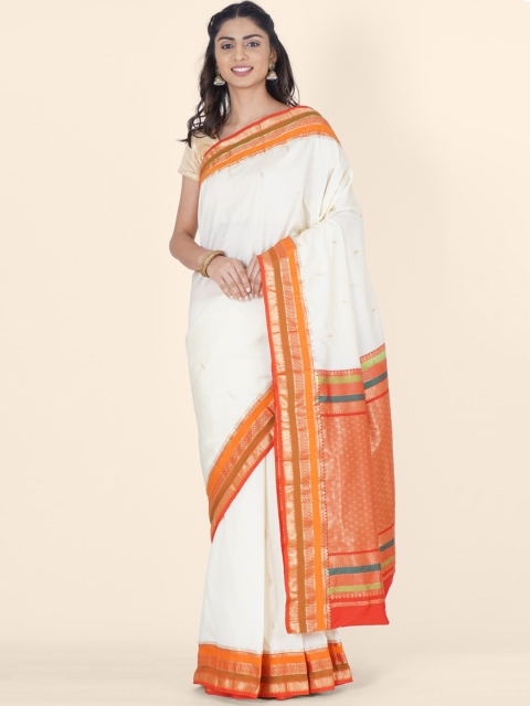 Bangalore Silk Emporium White & Red Woven Design Zari Silk Blend Kanjeevaram Saree
Bangalore Silk Emporium White & Red Woven Design Zari Silk Blend Kanjeevaram Saree