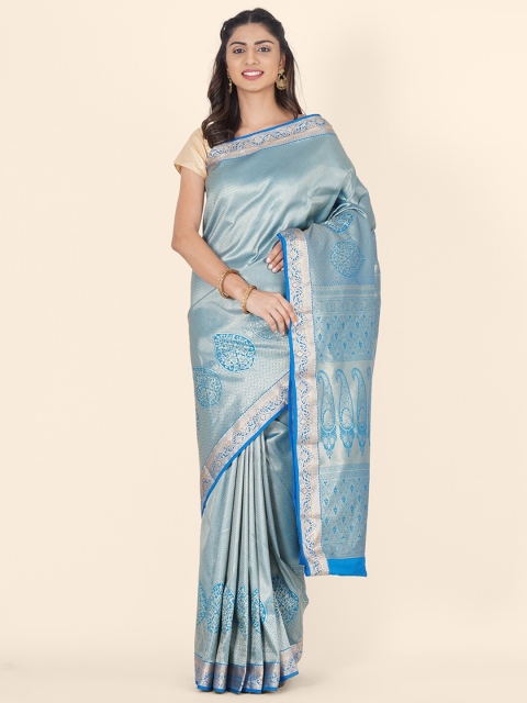 Bangalore Silk Emporium Blue & Gold-Toned Woven Design Zari Silk Blend Kanjeevaram Saree
Bangalore Silk Emporium Blue & Gold-Toned Woven Design Zari Silk Blend Kanjeevaram Saree