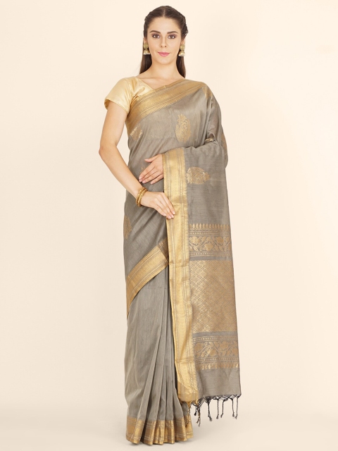 Bangalore Silk Emporium Grey & Gold-Toned Woven Design Zari Art Silk Kanjeevaram Saree
Bangalore Silk Emporium Grey & Gold-Toned Woven Design Zari Art Silk Kanjeevaram Saree