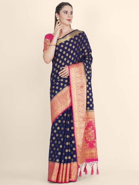 Bangalore Silk Emporium Navy Blue & Pink Woven Design Zari Linen Blend Kanjeevaram Saree
Bangalore Silk Emporium Navy Blue & Pink Woven Design Zari Linen Blend Kanjeevaram Saree